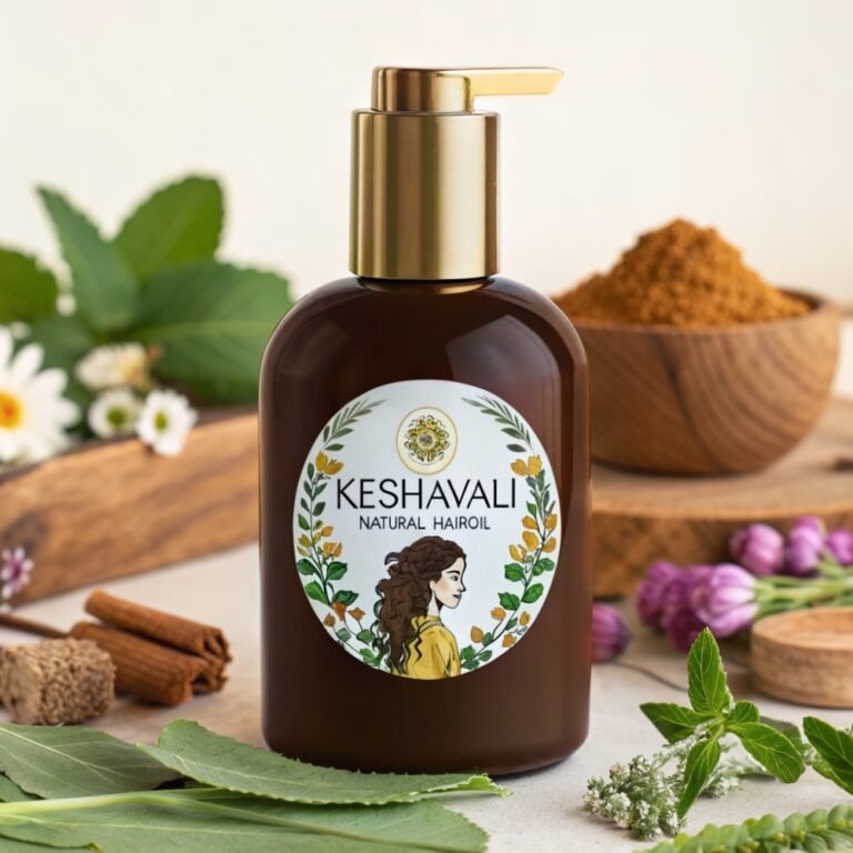 -Keshavli Natural Hair Oil made with pure ayurvedic herbs for hair growth, dandruff control, and thicker Indian hair. Herbal and natural hair oil for daily use.